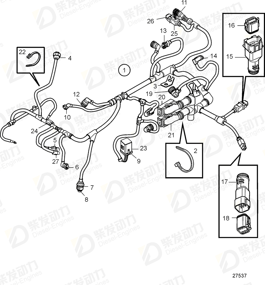 VOLVO Cable harness 21664437 Drawing
